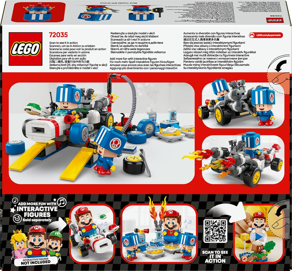 LEGO Super Mario: Mario Kart – Toad's Garage Set, Nintendo Mechanic Toy with 2 Blue Toad Character Figures for Independent Play, Birthday Gift for Boys, Girls and Gamers Aged 8 Plus 72035