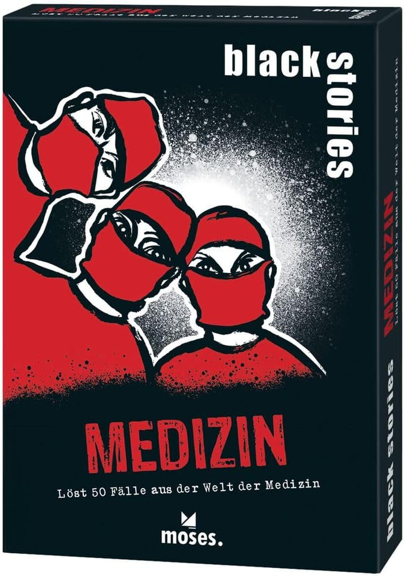 Moses. Black Stories Medicine - 50 puzzles with cases from the world of medicine, a crime card game with game variations and score tokens, a puzzle game for teenagers and adults.