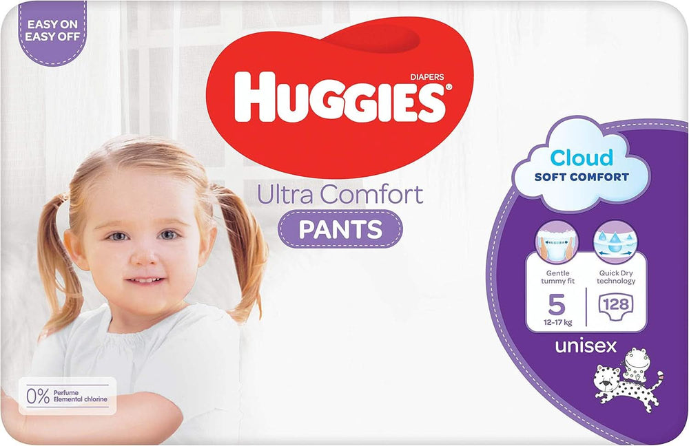 Huggies Ultra Comfort Pants, size 5, 12-17 kg, For active children, With moisture indicator and cloud waistband technology, 128 diapers Mother and Child Naty Shop