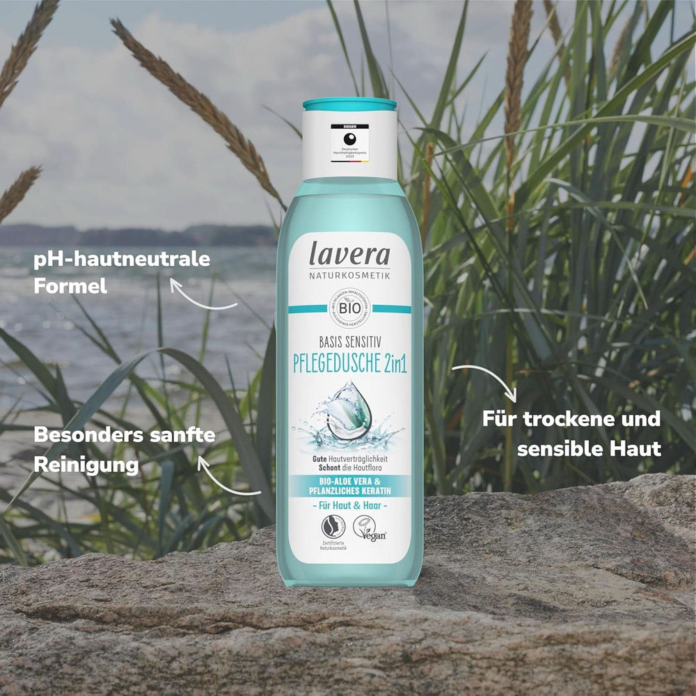 Lavera Care Basis Sensitiv 2 in 1, Shampoo and shower gel with organic aloe vera and vegetable keratin, 250 ml Shower and bath Naty Shop