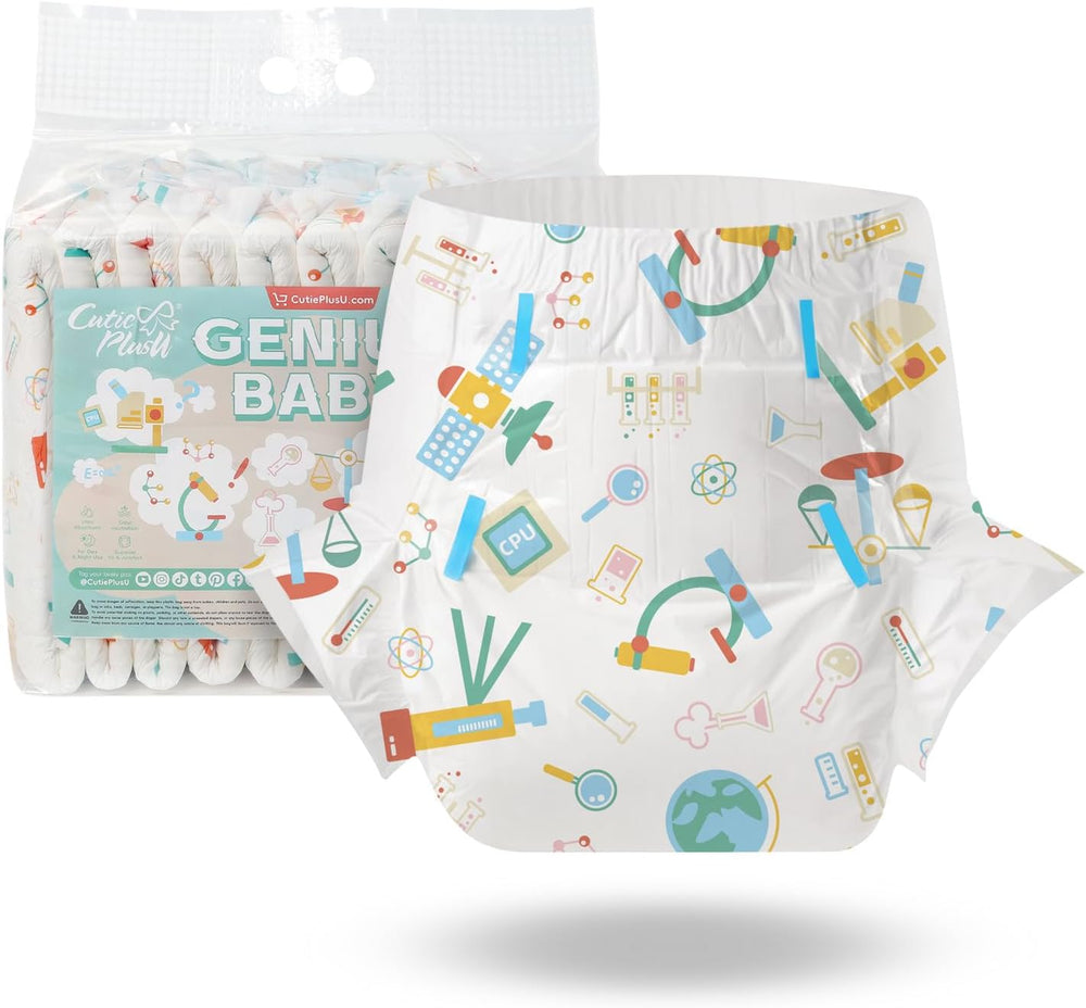 CutiePlusU Adult Diapers, 10 Pack, Disposable Sheet Diapers for Women and Men, Maximum Absorbency Overnight - I Love Summer (Medium Size 71-96cm)