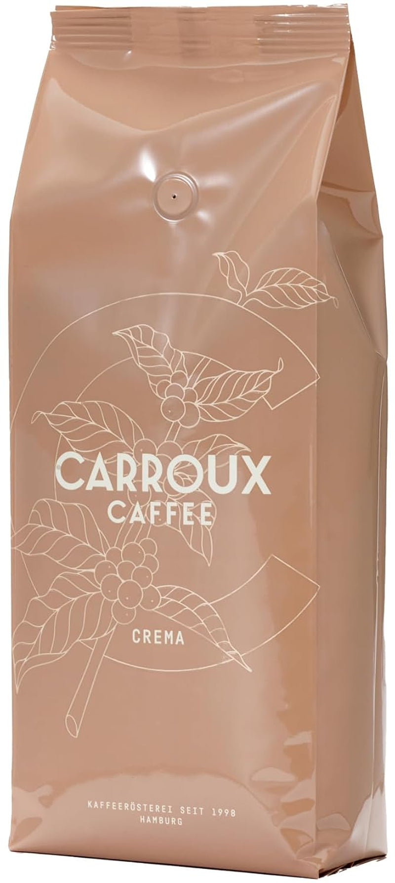 Boabe întregi de cafea CARROUX Crema (1 kg) - Boabe de cafea premium din Hamburg - Prăjite tradițional proaspăt