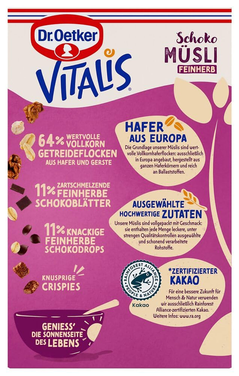 Dr. Oetker Vitalis Dark Chocolate Muesli: Dark Chocolate Breakfast Muesli, Pack of 6 (6 x 600g)