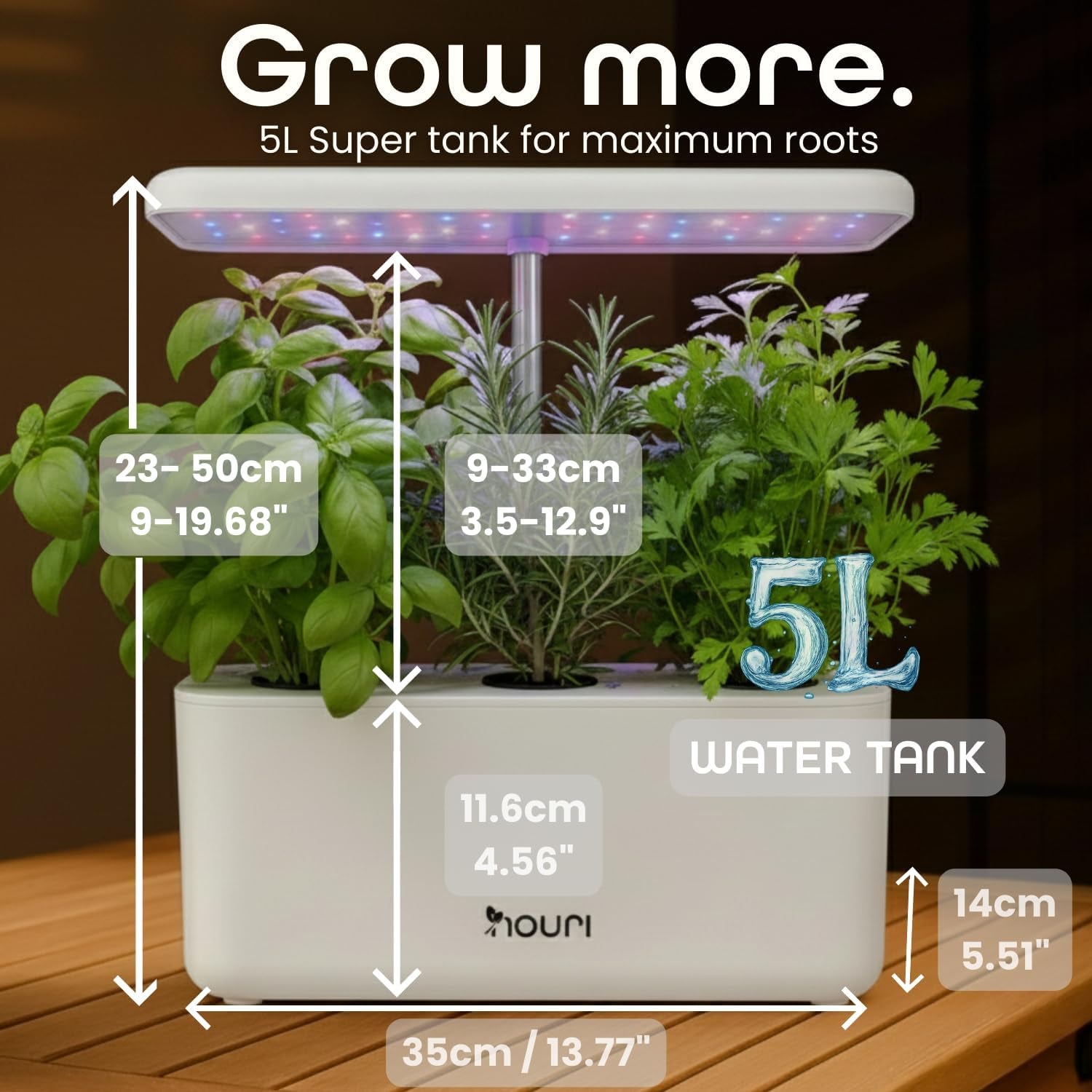 New 7 Bridge + Heirloom Basil | Smart Garden for Home Cooks | Hydroponic growing system | LED Grow Lights | Indoor Herb Gardening Kit for Plant Lovers and Gardeners, White