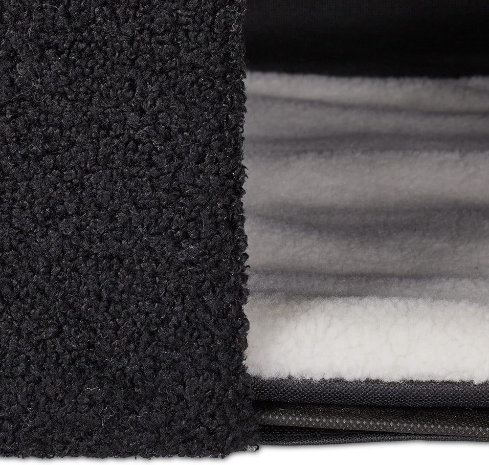 Relaxdays Katzenhöhle, faltbar, 3 Liegeplätze, Katzenhaus mit Kratzfläche, HBT: 36,5x112x41 cm, Katzenversteck, schwarz