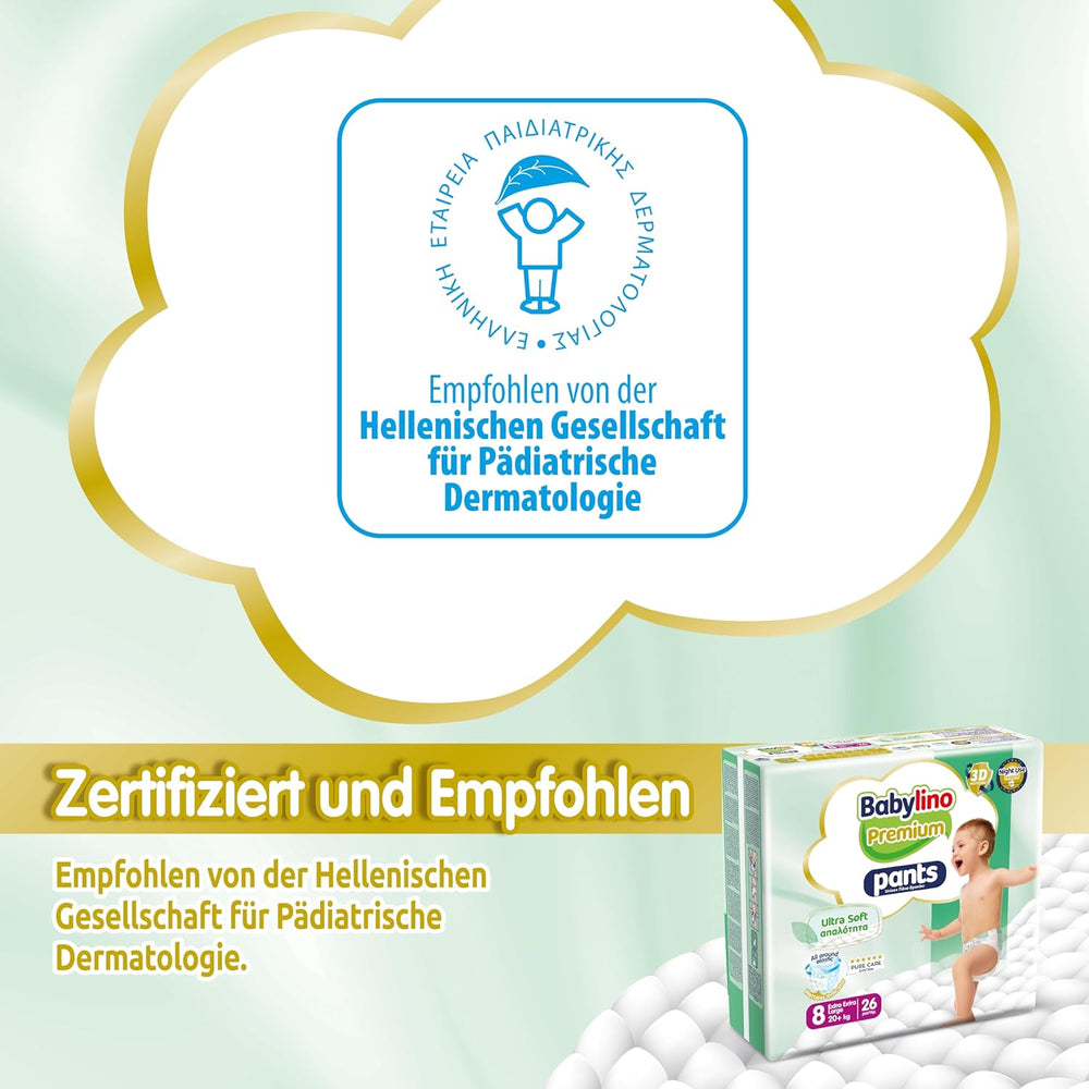 Premium Pants Size 8 with Ultra-Soft Filter, XXL (20+ kg), 26 pieces