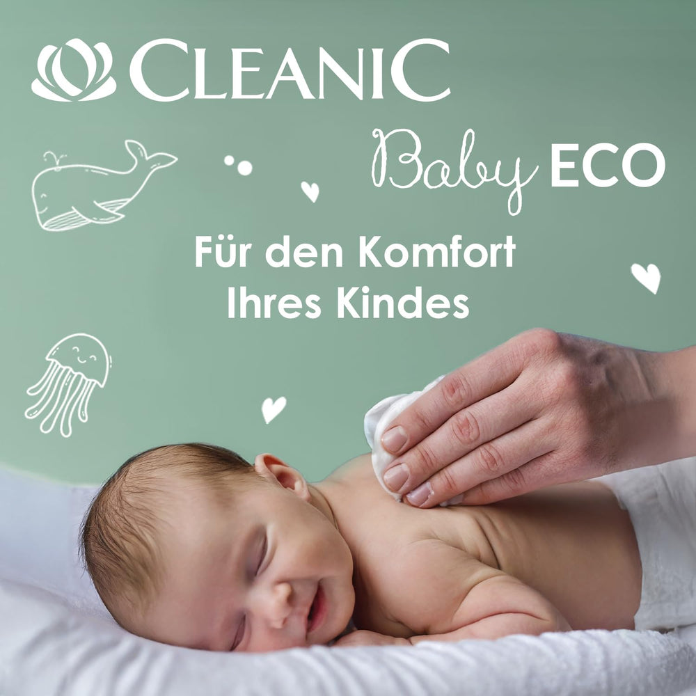 Cleanic Baby Eco Pure Water Wet Wipes – (1 x 50 pcs.) Wet wipes for children and infants – fragrance free, flushable, sensitive skin – 50 pcs.
