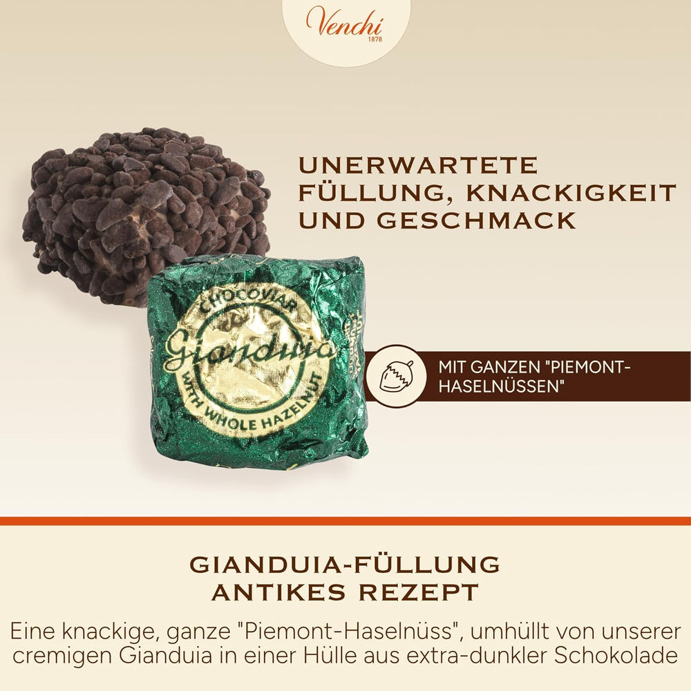Venchi – Chocoviar Gianduia, pralines in a 1 kg bag, Gianduia chocolate produced exclusively with "Piedmont forest hazelnuts", gluten-free, without artificial colors and without preservatives