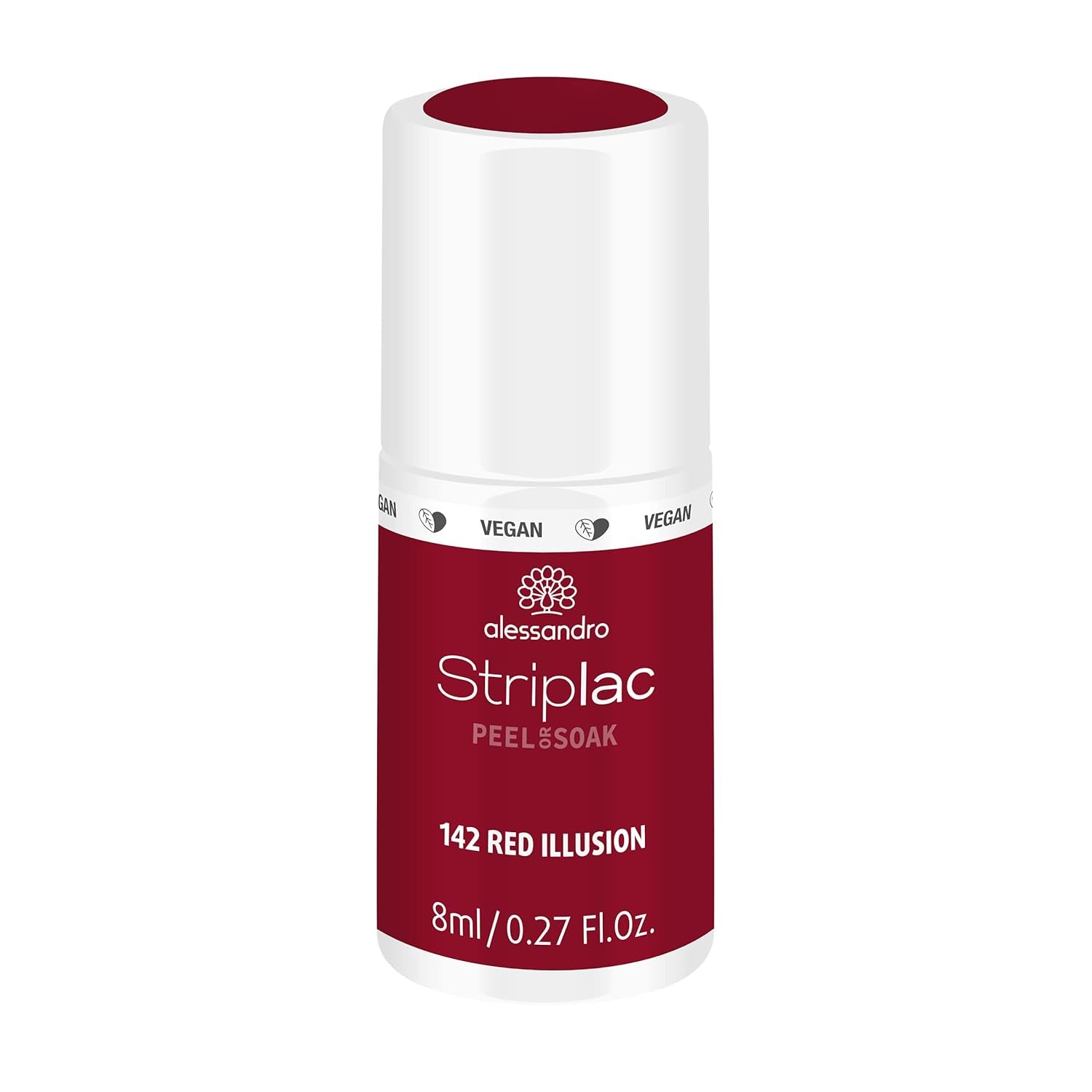 Alessandro Striplac Red Ilusion UV nail polish – Delicate and long-lasting – Easy removal thanks to peel-off removal technology – Vegan and cruelty-free – 8 ml