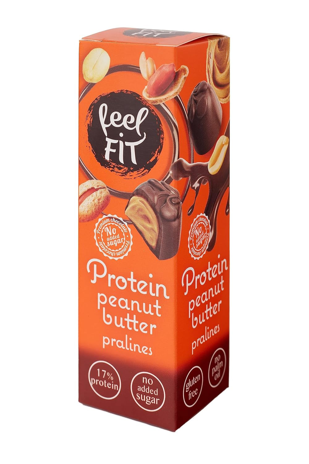 Feel FIT Peanut Butter Protein Pralines in High Quality Milk Chocolate, No Added Sugar, 17% Protein, Gluten Free 66g (1 Pack)