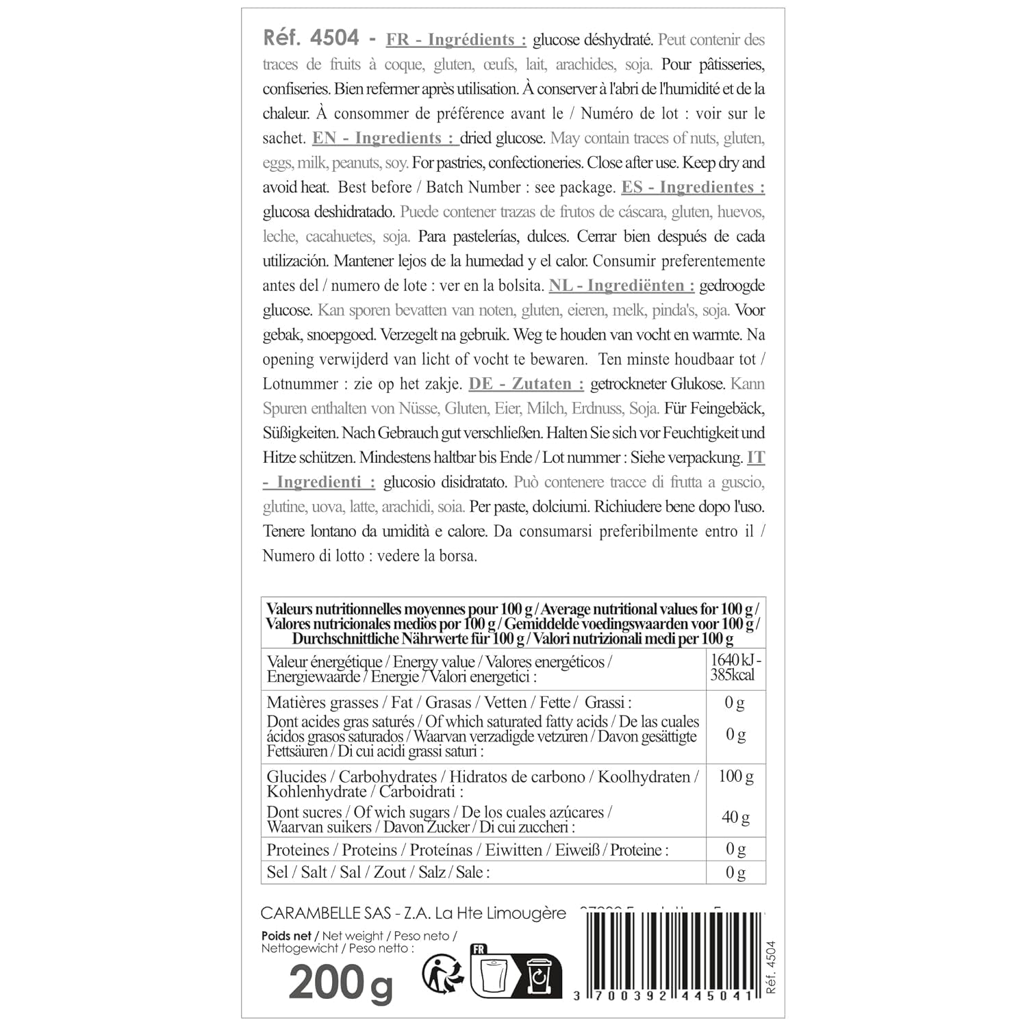 Scrapcooking Dörrte Glucose, 200 G Sweeteners Naty Shop