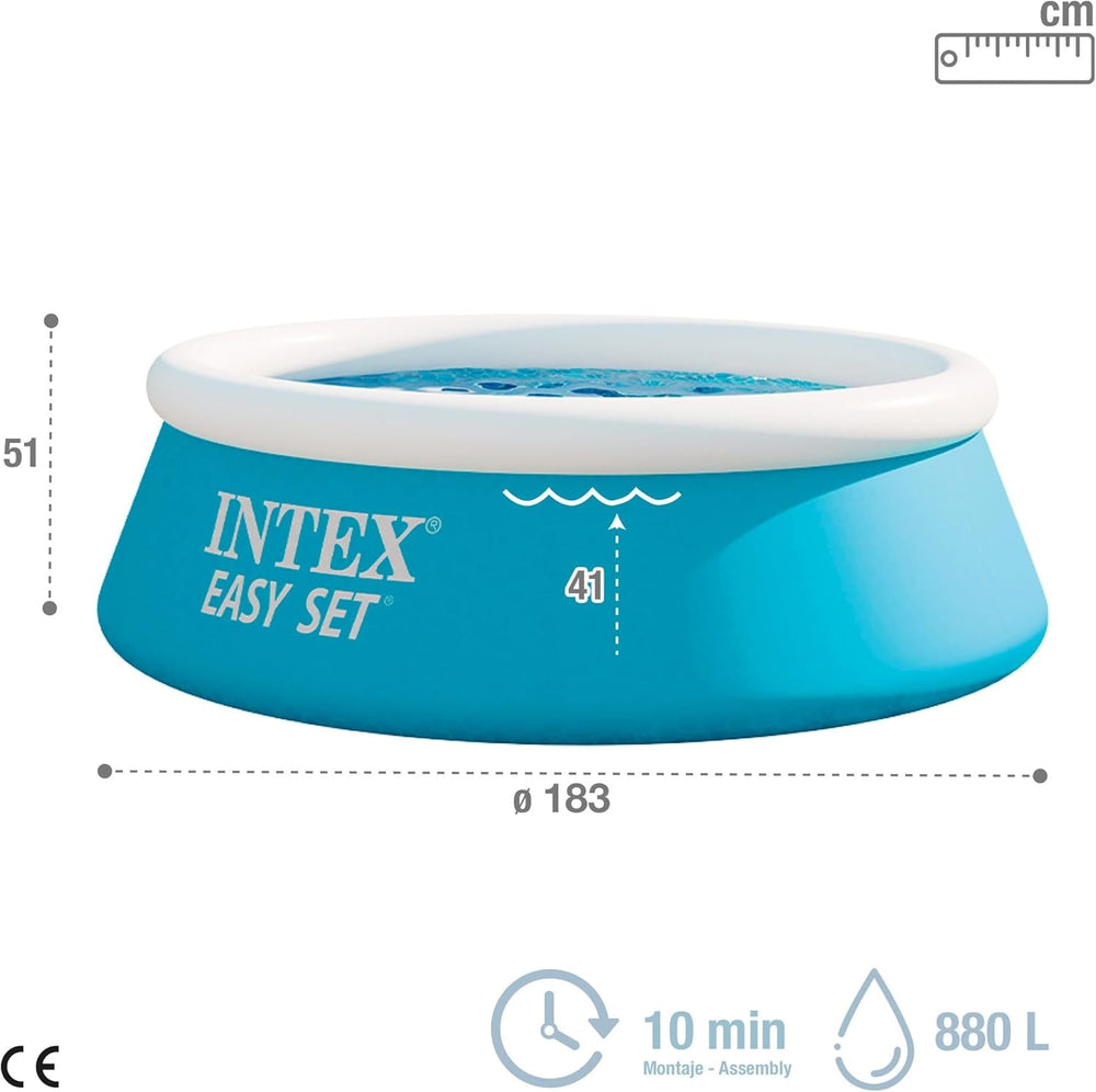 Piscină supraterană Intex Easy Set - pentru copii, 183cm x 183cm x 51cm, 28101NP, albastră