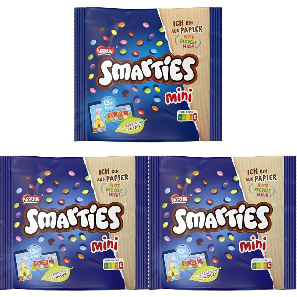 Nestlé SMARTIES Mini Individually Wrapped Small Lentils with Milk Chocolate 3 Pack (1 x 187g)