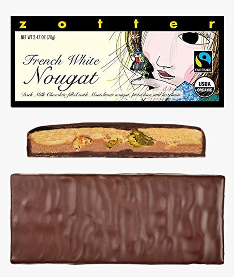 Milk chocolate and French nougat, handmade (70 g) - Bio