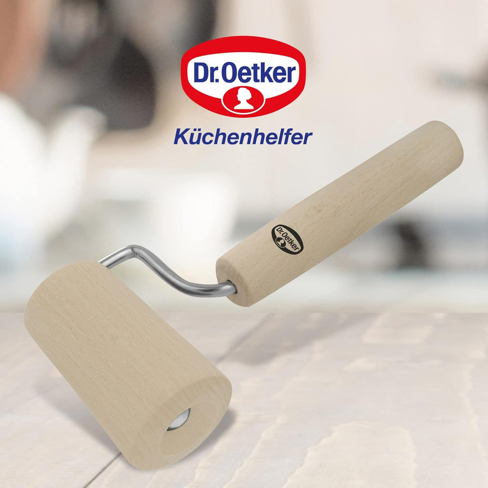 Dr. Oetker Teigroller aus Holz – Teigrolle aus high-quality Buchenholz – Perfekt für round und eckige Formen – approx. 18 x 7 cm, Rolle Durchmesser ca. 4.5 cm