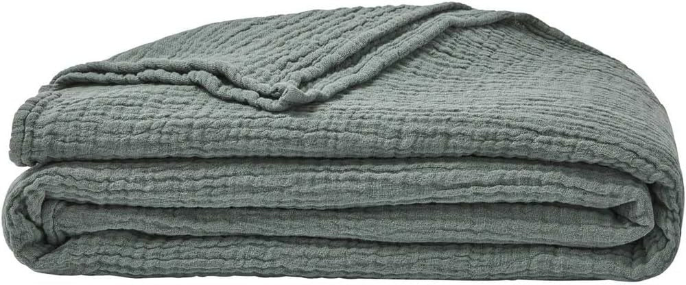 ESSIX Plaid, Monocolor, Fabricat din tifon de bumbac, Jazzy, 130 X 170 Cm Plapumi si pilote Naty Shop Sage