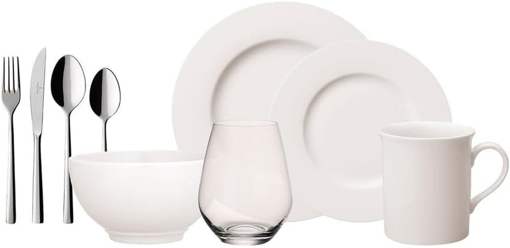 Villeroy & Boch – Twist White Geschirrset 30 Teilig Für 6 Personen, Spülmaschinenfest, Mikrowellensicher, Teller Set, Geschirr, Tafelservice, Kombiservice, Modernes Service Aus Porzellan Seturi vesela masa Naty Shop Komplett-Set