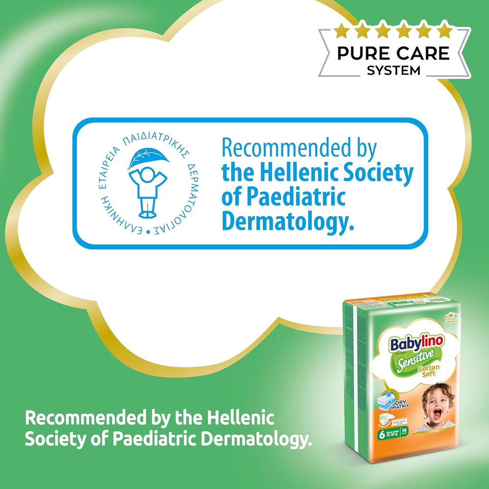 Diapers for sensitive babies, size 6, extra large (13-18 kg), 114 diapers