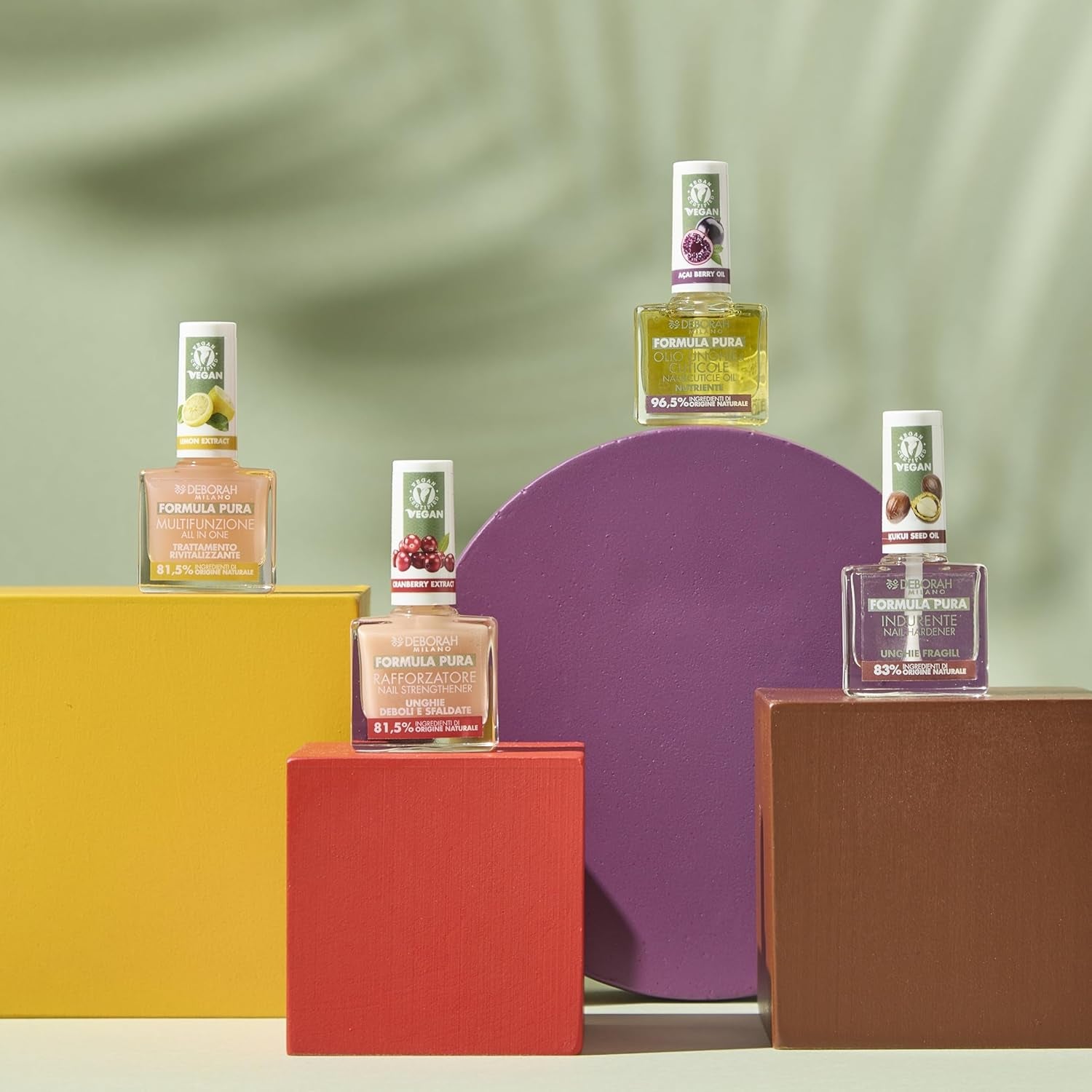 Milano Formula Pure Treatment All in One nail polish, vegan, for base and top coat, with lemon extract, revitalizes and reduces yellowing, 8.5 ml