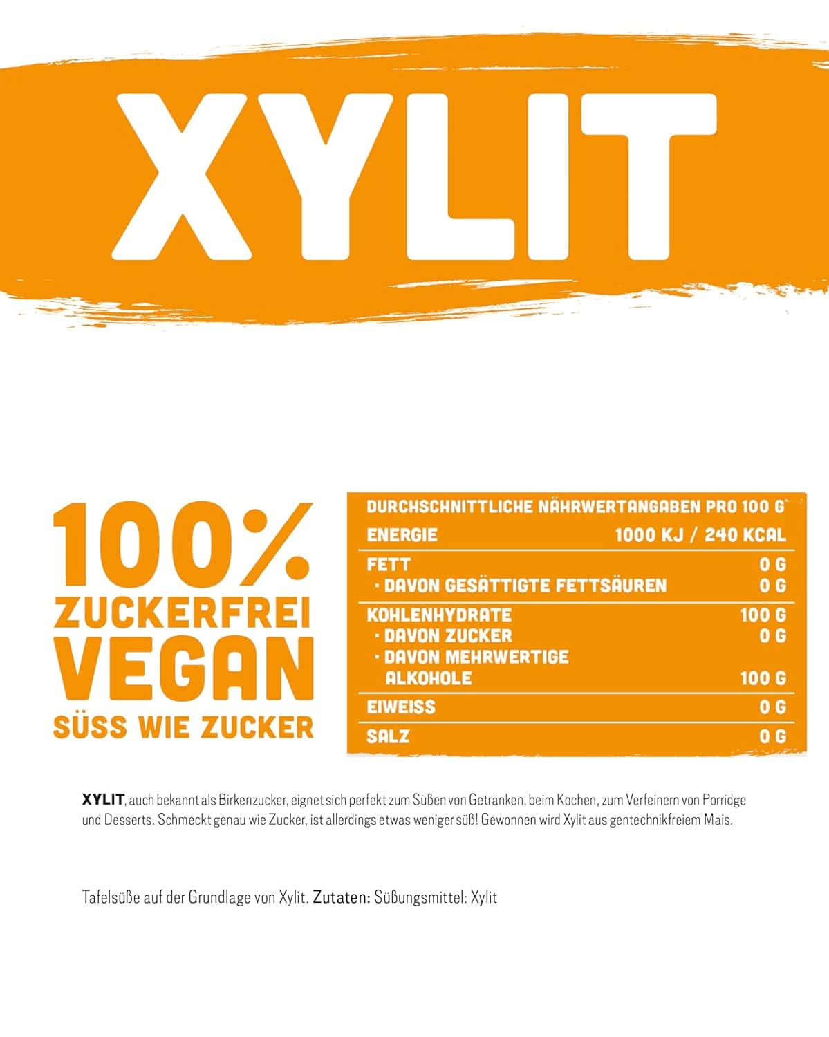 Premium xylitol with 1:1 sweetening power compared to sugar, 1kg Sweeteners Naty Shop