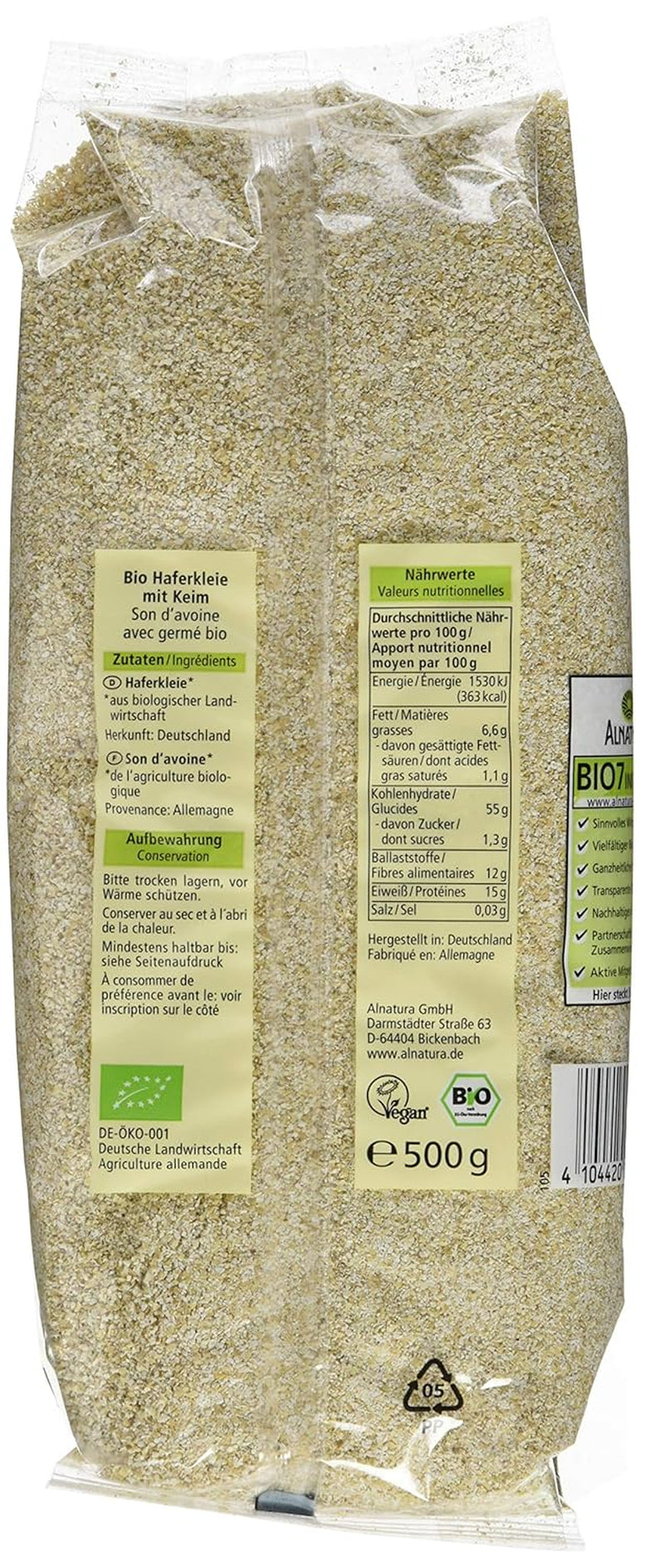 Organic oat bran with sprouts, 500g