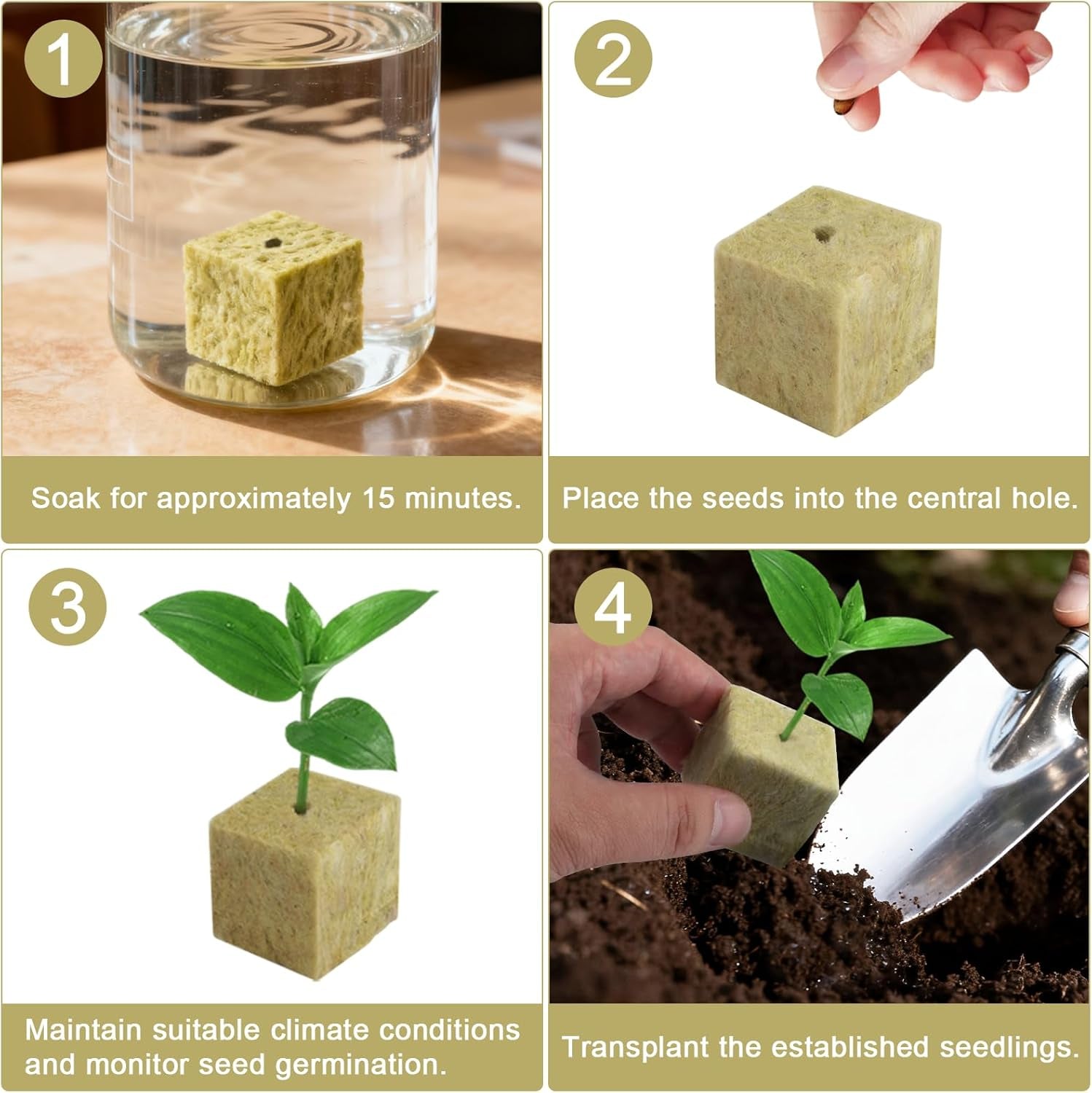 100 Rockwool Propagation Cubes 25x25x25mm With Gloves Rockwool Insulation Easy Plug Propagation Cubes Hydroponics Rockwool Cubes Cuttings Soilless Propagation