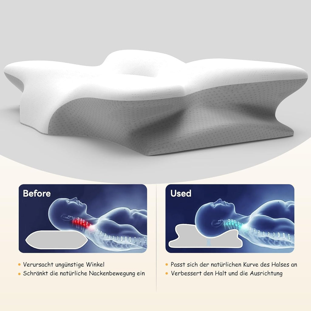 Pernă cervicală din spumă de memorie ergonomică pentru gât cu capac detașabil, lavabil, pentru somn ortopedic, dureri de gât și dureri abdominale (55X35X13 Cm) Perne ortopedice cervicale Naty Shop