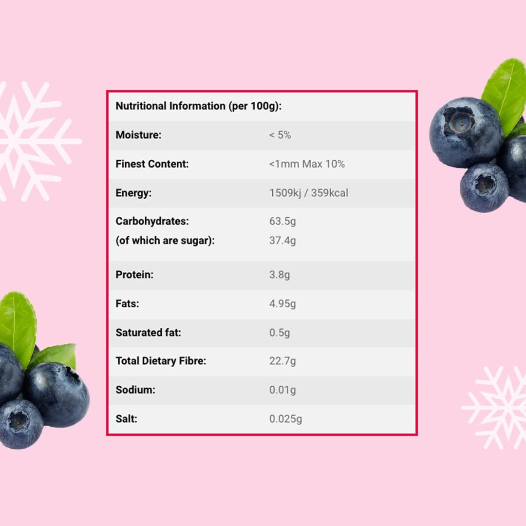 Afine liofilizate bucăți 100g - Afine liofilizate - Fructe liofilizate - Fructe uscate liofilizate - Perfect pentru coacere, decorarea prăjiturilor, muesli și deserturi Produse deshidratate Naty Shop