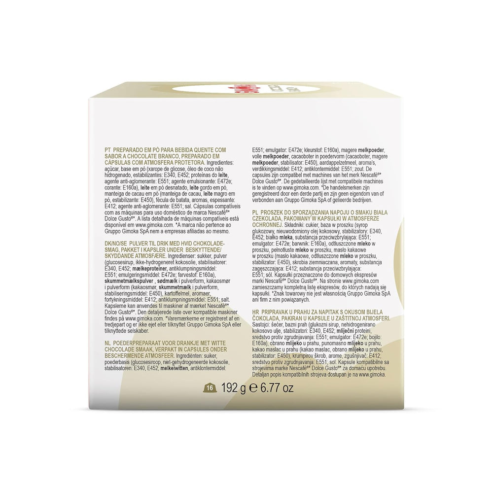 Gimoka Kaffeekapseln, Geschmack WEISSE SCHOKOLADE - 48 Kapseln Kompatibel mit Kaffeemaschinen der Marke Nescafè* Dolce Gusto*, 48 Stück (3 x 16 Getränke), Hergestellt in Italien
