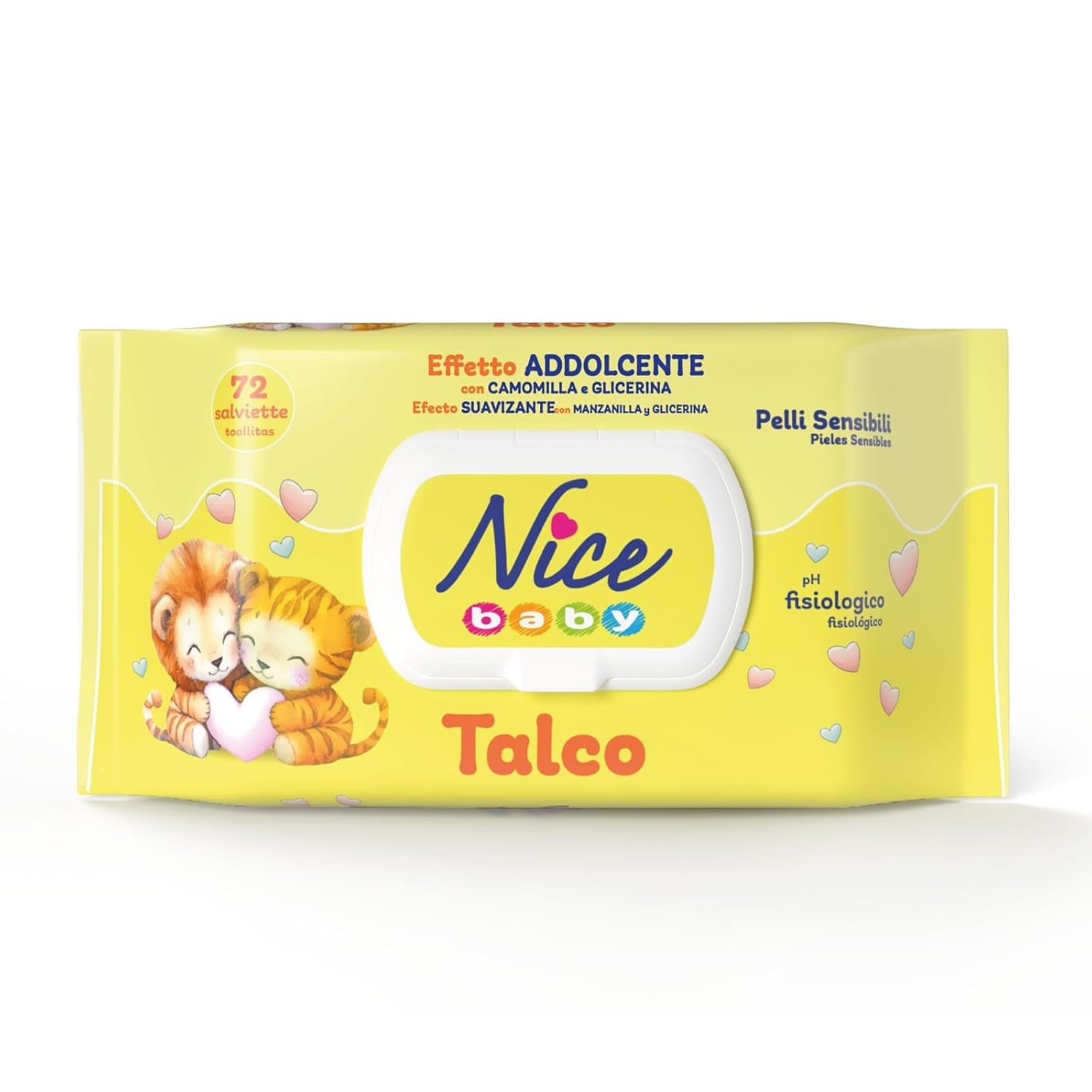 NICE Baby Wet Wipes 72pcs With Lid Talc Scent Natural Materials Gentle Cleaning Baby 1pc