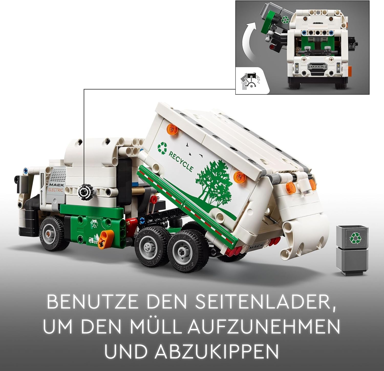 LEGO Technic Mack LR Electric Müllwagen, Müllauto-Modell für Recycling-Rollenspiele, Baubares LKW-Spielzeug für Kinder, Auto-Geschenk für Jungs und Mädchen ab 8 Jahren, die Fahrzeuge lieben 42167