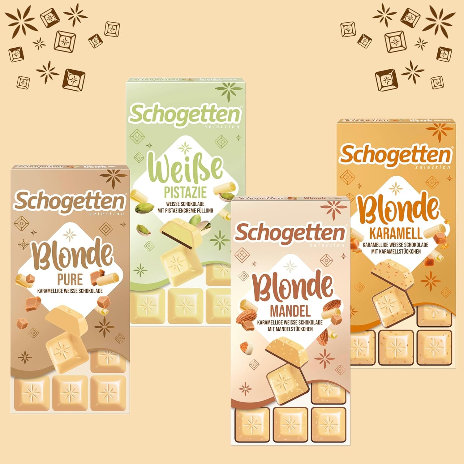 Schogetten Blonde Caramel | Caramel with white chocolate and caramel pieces | Chocolate bar 100g | Conveniently portioned