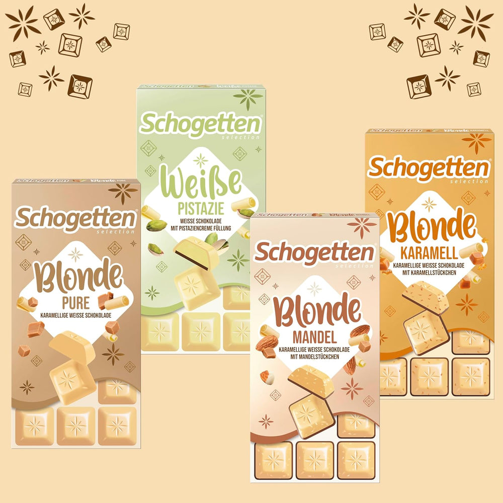 Schogetten Blonde Caramel | Caramel with white chocolate and caramel pieces | Chocolate bar 100g | Conveniently portioned