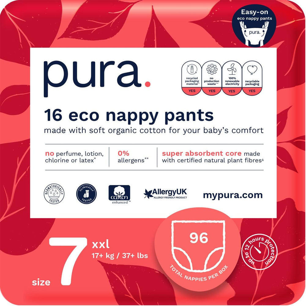 Eco-Friendly Panties, Size 7 (17kg+), 16pcs, Disposable Underwear for Sensitive and Allergic Skin, Fragrance Free, Side Draw
