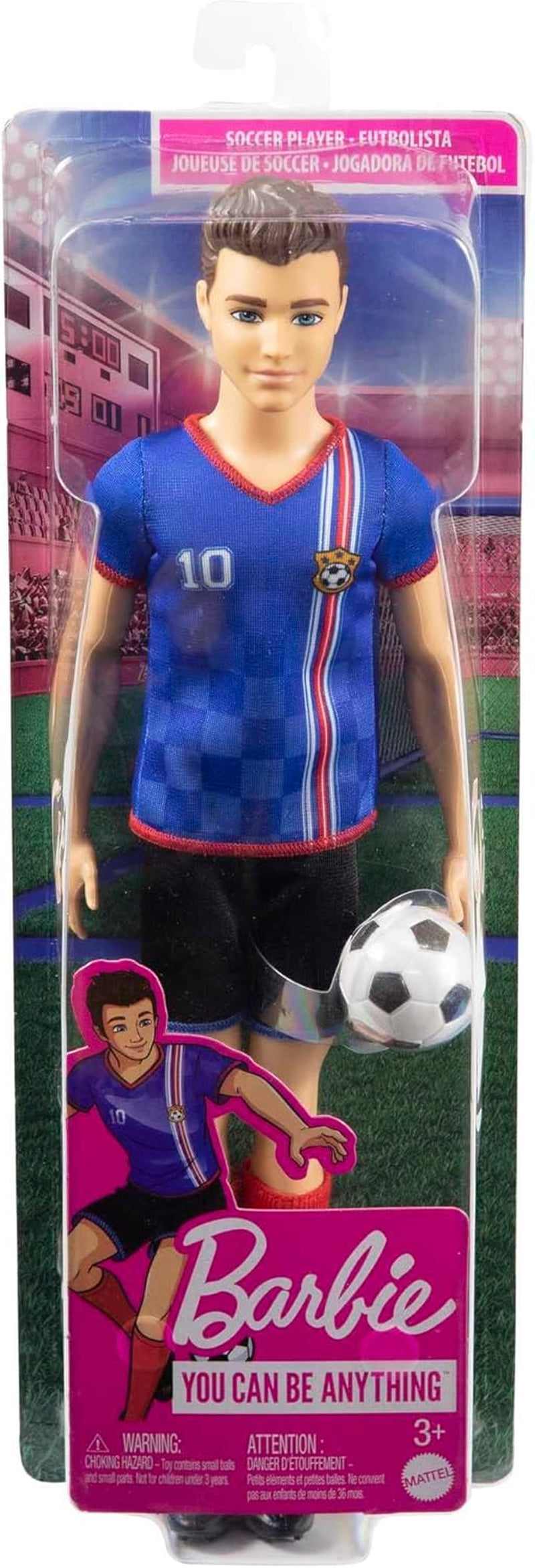 Barbie You Can Be Anything Series Ken Doll Footballer Brown Hair Ken Doll Blue T-shirt Soccer 1X Ken Footballer Doll Kids Gift 3 Years Old Toys Hcn15 Naty Shop Dolls