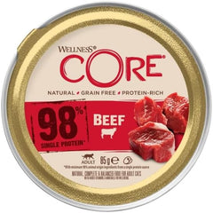 Wellness CORE 98% 12 x 85g, Vită – Hrană umedă pentru pisici, pate gros, fără cereale, natural, hipoalergenic, bogat în proteine, conținut ridicat de carne