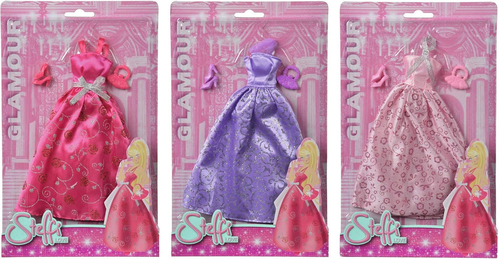 Simba 105723369 - Steffi Love Glamour / Puppenkleidungs-Set / 3-fach sortiert / Es wird nur ein Artikel geliefert / Ballkleid für alle 29cm Puppen / Ohne Puppe Assorted