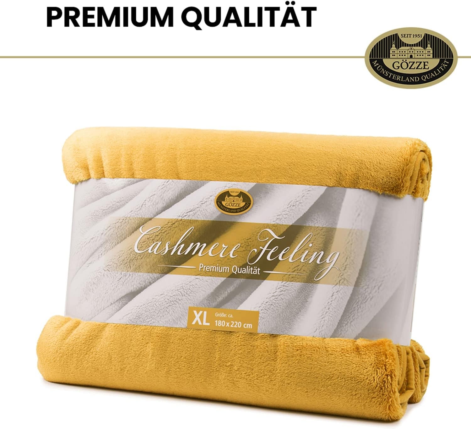 Gözze - Comfortable Blanket Premium Cashmere-Feeling, 500 G/M², 180 X 220 Cm - mustard Beds and Blankets Besuche den GÃ¶zze-Store