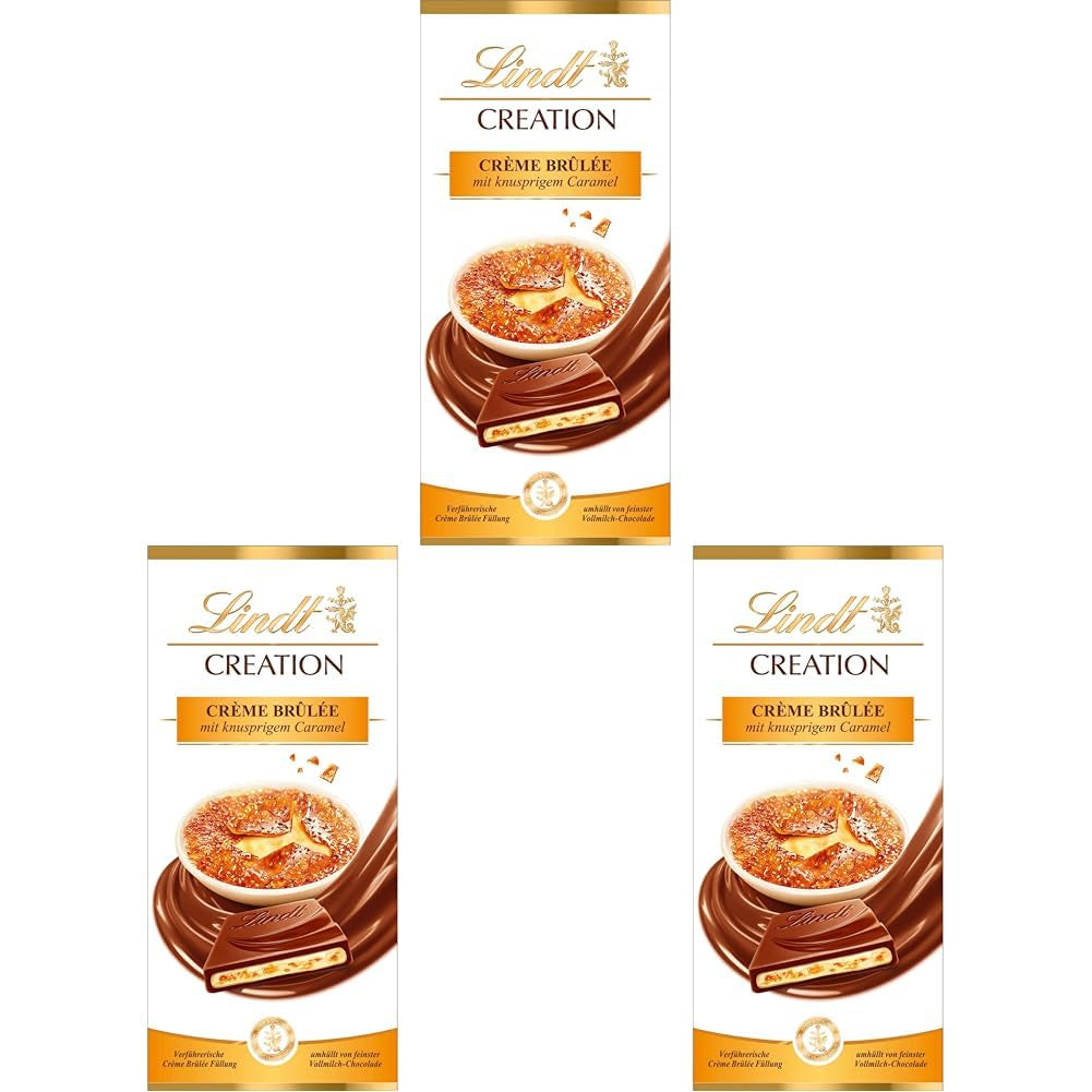 Bar Crème Brûlée Lindt Chocolate Creation | Crème Brûlée filling with crunchy caramel, topped with the finest milk chocolate | Chocolate bar | Chocolate gift, 150g
