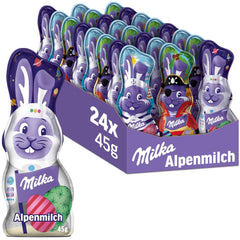 Milka Smiling Bunny Alpine Milk Design Edition - Easter chocolate with 3 different designs - 24 x 45g