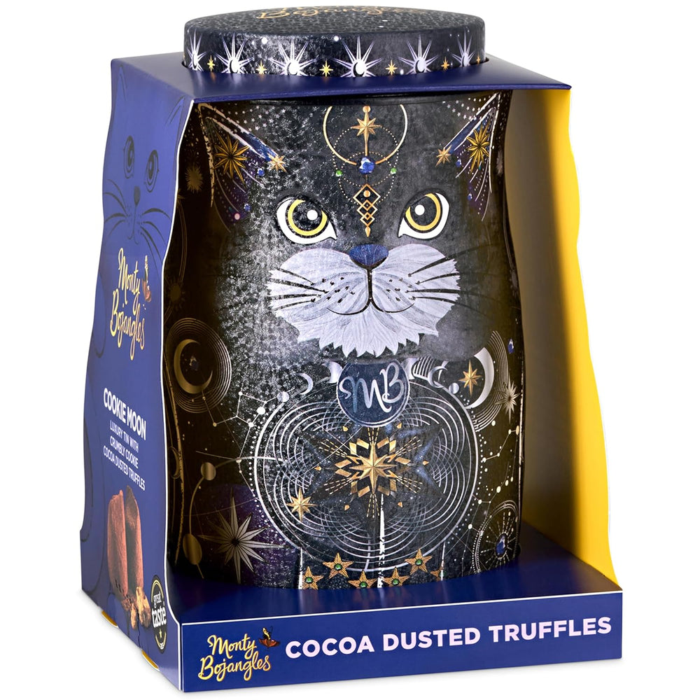 Monty Bojangles Savanna Gold Chocolate Truffles (135g) Cocoa Powder Praline Gift Set in an Individual Cat Design Collector's Box Flutter Scotch Flavor