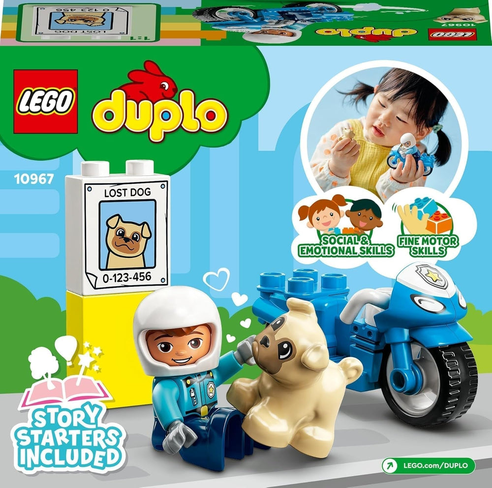 LEGO 10967 DUPLO police motorcycle, Police toy for toddlers from 2 years old, Ideal toy for motor skills for babies, Toy motorcycle Building sets Besuche den LEGO-Store