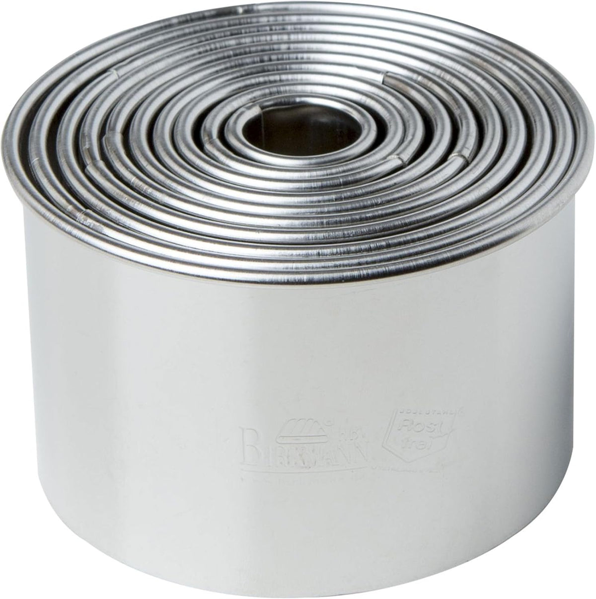 Birkmann, Easy Baking, Set de forme rotunde pentru biscuiți, format din 10 forme circulare pentru biscuiți de diferite dimensiuni, din oțel inoxidabil, Ø 1,5-7 cm, înălțime 4,5 cm, 143906