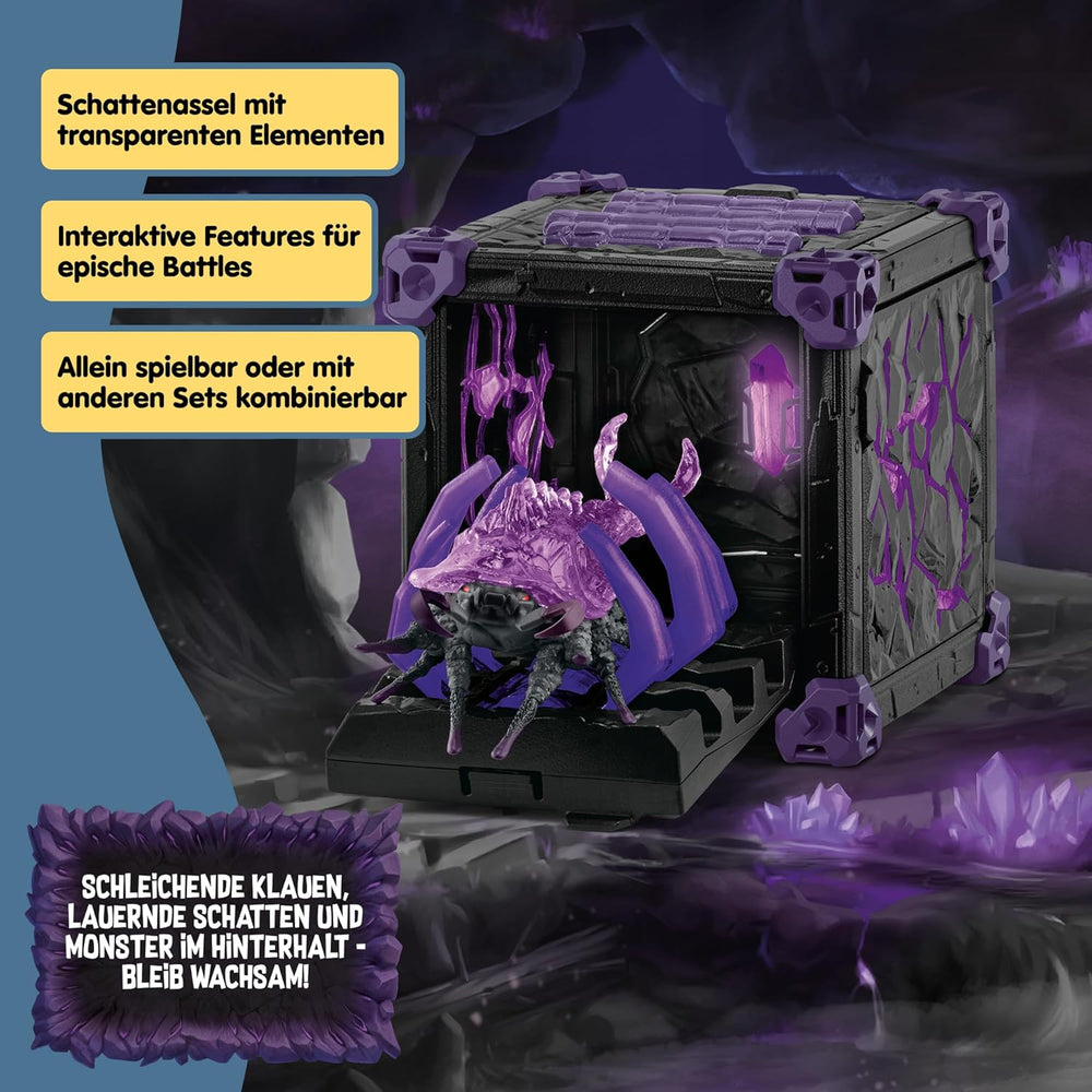 SCHLEICH ELDRADOR Creatures | Battle CAVE Schattenassel 42675 | Set aus ELDRADOR Battle Cave mit Monster und Schattenkristall | Battle Caves zur Arena stackable | Spielzeug ab 7 Jahren | 34 Teile
