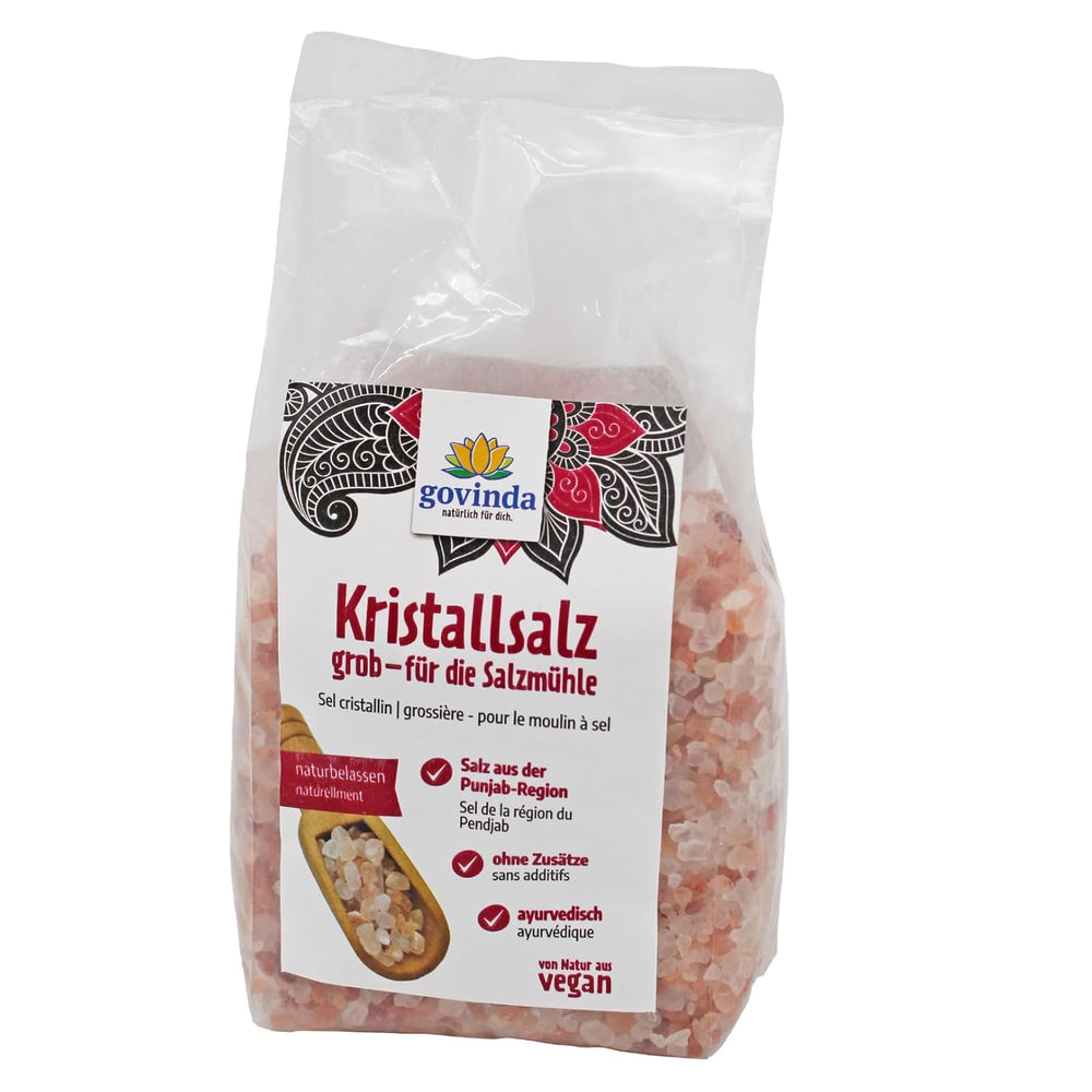 Govinda Kristallsalz - coarse (1kg) | 250 Millionen Jahre alt | Salz aus der Punjab-Region | 100% natural beauty & ohne Zusätze | Ayurvedic | Vegan | Ideal for the salt mill