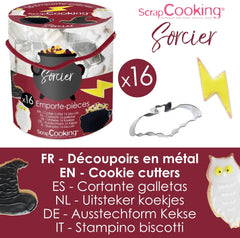 ScrapCooking – Găleată cu 16 Forme Magiciene pentru Biscuiți – Forme Metalice pentru Biscuiți – Forme pentru Torturi Mici – Magie, Idee de Cadou pentru Coacere, Zi de Naștere Magică – 2029, Metalice