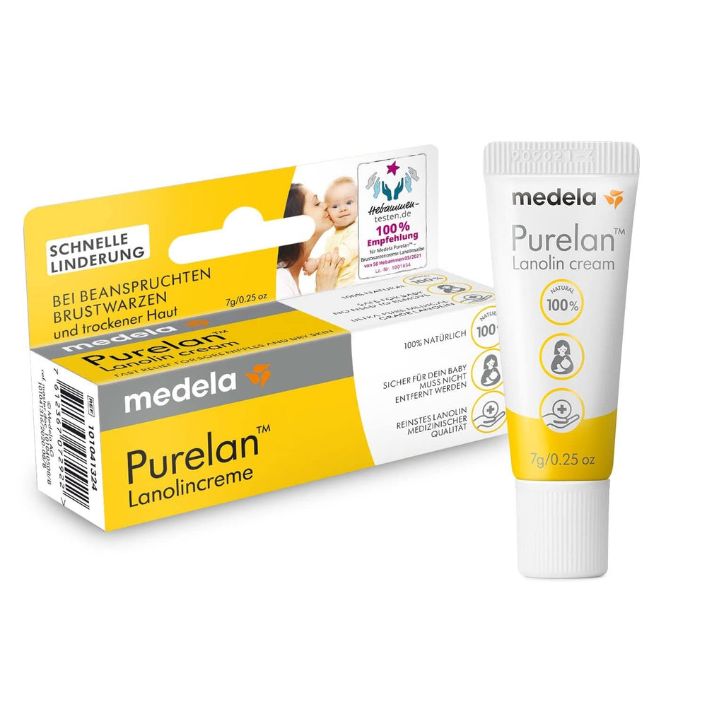 Medela Purelan 37 G Lanolincreme – Schnelle Hilfe Bei Beanspruchten Brustwarzen Und Trockener Haut – 100 % Natürlich, Hypoallergen, Dermatologisch Getestet Und Frei Von Duftstoffen Accessories Food and Breastfeeding Bebe Naty Shop Brustwarzencreme 7G