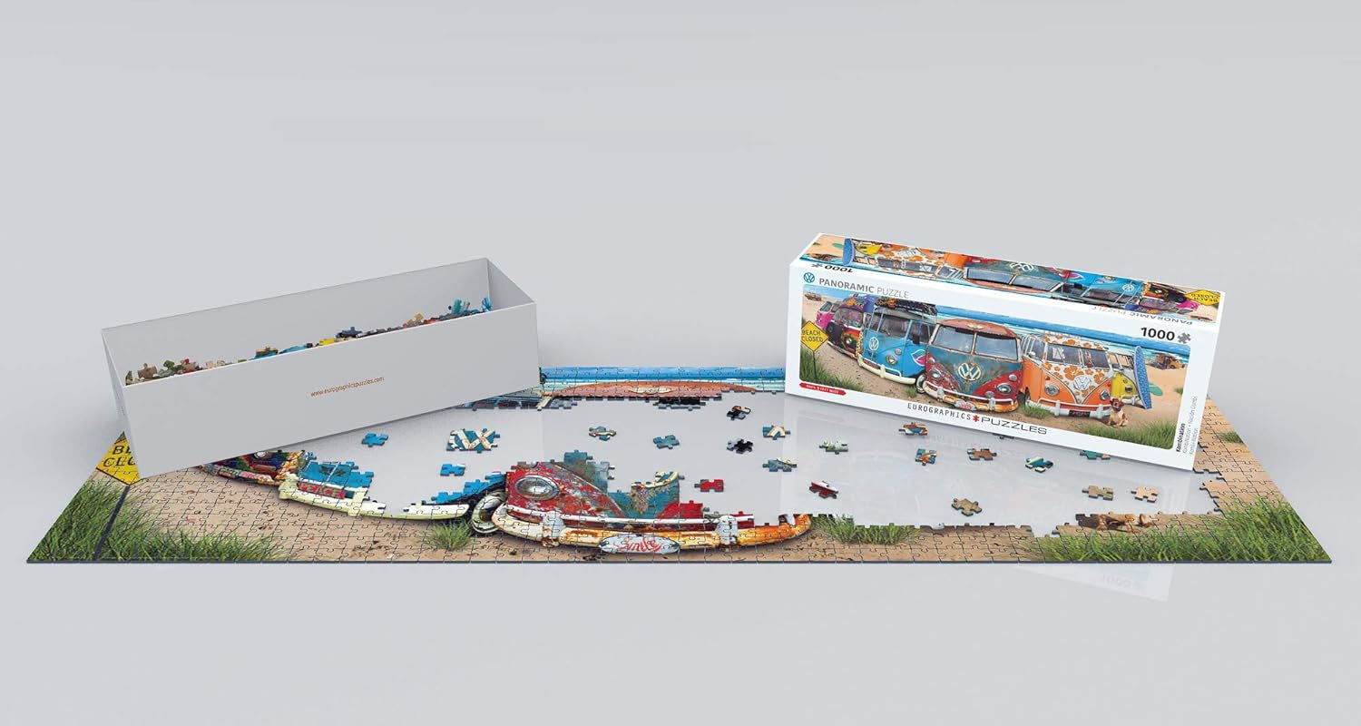 VW Bus - Combinație (puzzle jigsaw): Panorama jigsaw puzzle, 1000 Puzzle Naty Shop