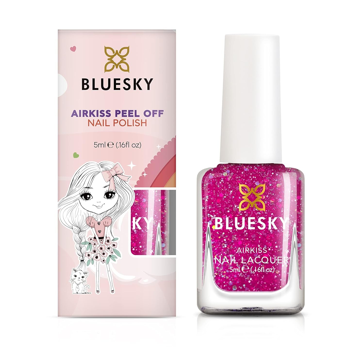 BLUESKY Kids Nail Polish - Peelable Water Based Nail Polish, Solvent Free, Easy To Remove, 5ml (Disco Time)
