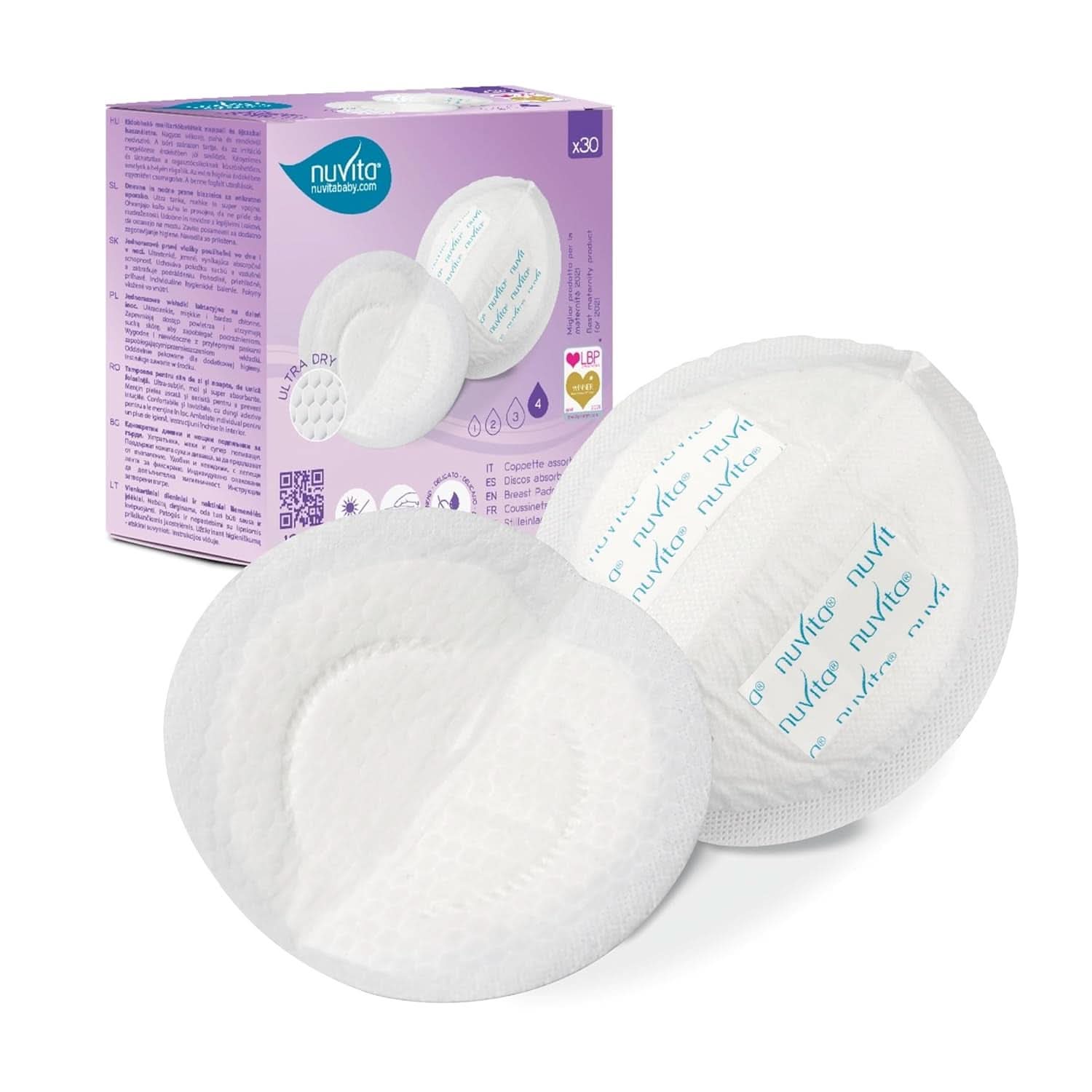 Nuvita 1202 - Absorbents for day and night breastfeeding Accessories Food and Breastfeeding Baby Naty Shop 30 1202 (30 Pcs)